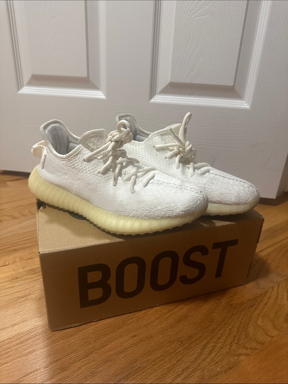Yeezy Kids Cream White Knit Sneakers